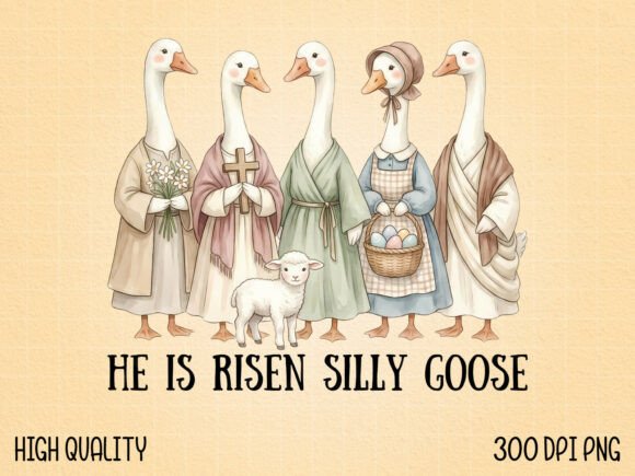 Christian Easter Goose with Cross PNG T-Shirt Designs