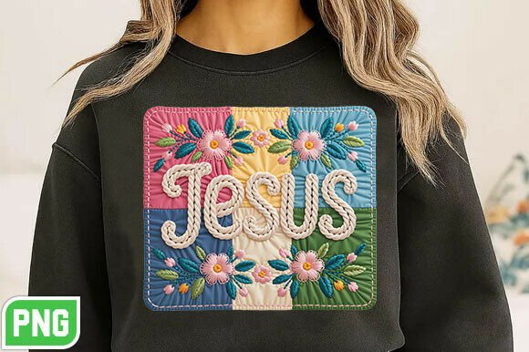 Christian Floral Jesus Easter PNG for T-Shirt Designs