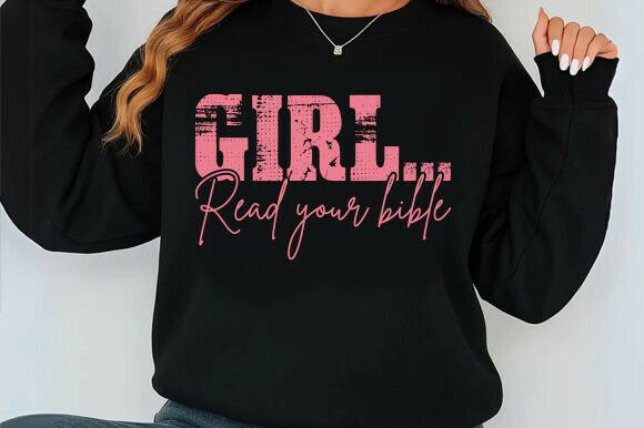 Girl Read Your Bible PNG Christian Quote