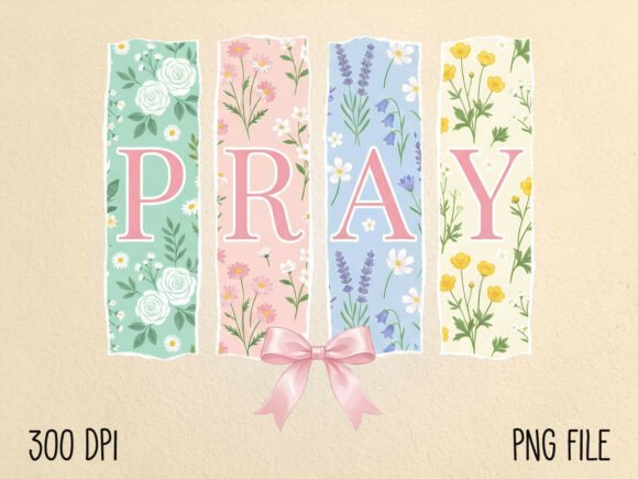Pray Floral Christian Faith PNG for T-Shirt Designs