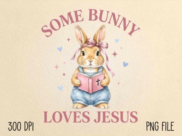 Some Bunny Loves Jesus Easter PNG for T-Shirt Designs